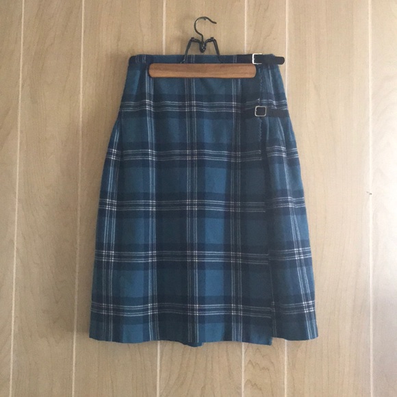 Mosbrook Dresses & Skirts - Vintage Mosbrook Size 16 Blue Plaid Wrap Skirt